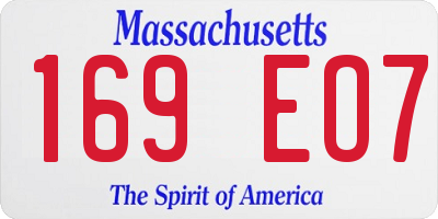 MA license plate 169EO7