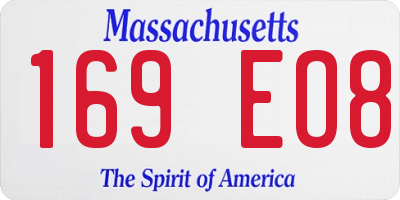 MA license plate 169EO8