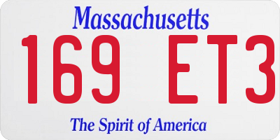 MA license plate 169ET3