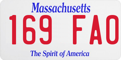 MA license plate 169FA0