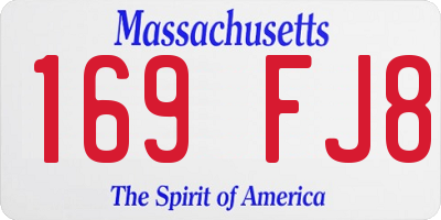 MA license plate 169FJ8
