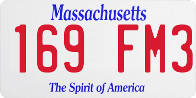 MA license plate 169FM3