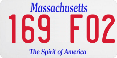 MA license plate 169FO2