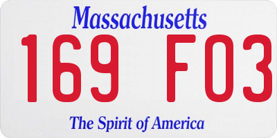 MA license plate 169FO3