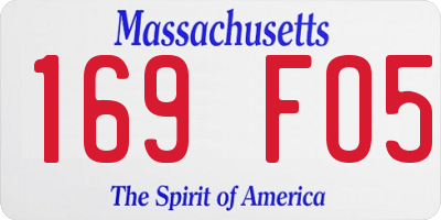 MA license plate 169FO5