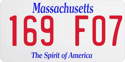 MA license plate 169FO7