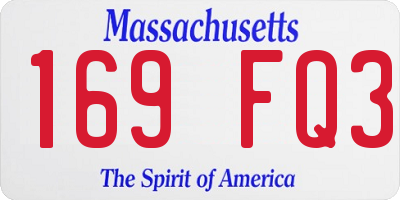 MA license plate 169FQ3