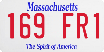 MA license plate 169FR1