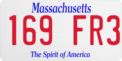 MA license plate 169FR3