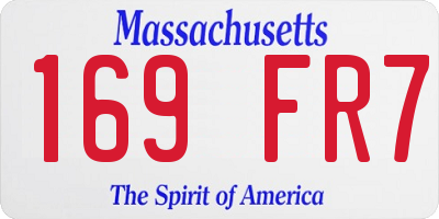 MA license plate 169FR7