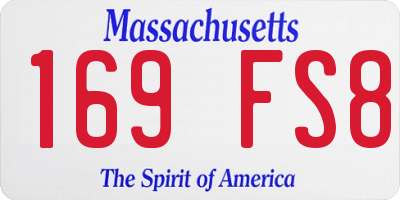 MA license plate 169FS8