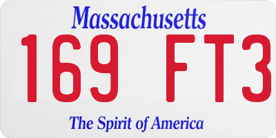 MA license plate 169FT3