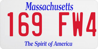 MA license plate 169FW4