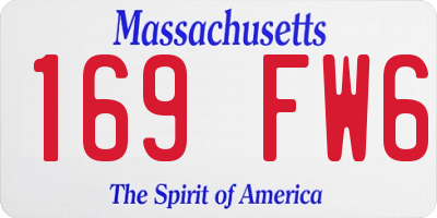 MA license plate 169FW6