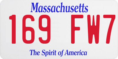 MA license plate 169FW7
