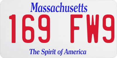 MA license plate 169FW9