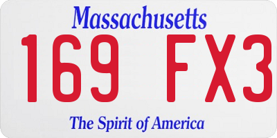 MA license plate 169FX3