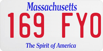 MA license plate 169FY0