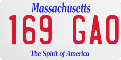 MA license plate 169GA0