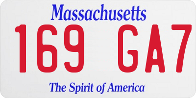 MA license plate 169GA7