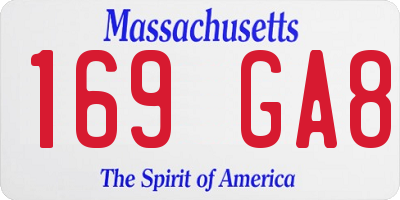 MA license plate 169GA8