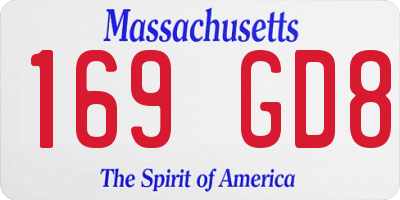 MA license plate 169GD8