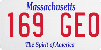 MA license plate 169GE0