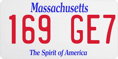 MA license plate 169GE7