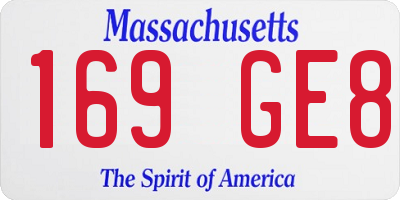 MA license plate 169GE8