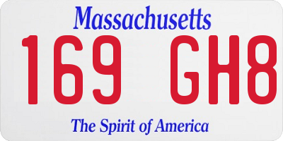 MA license plate 169GH8