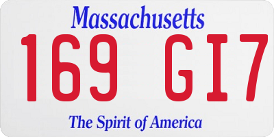 MA license plate 169GI7