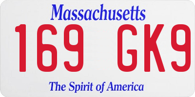 MA license plate 169GK9