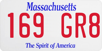MA license plate 169GR8
