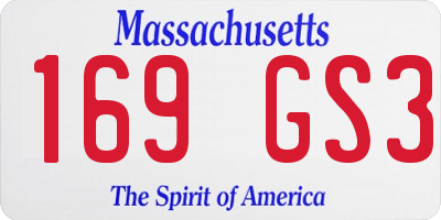 MA license plate 169GS3