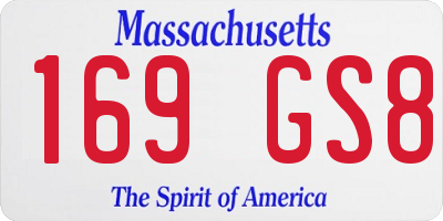 MA license plate 169GS8