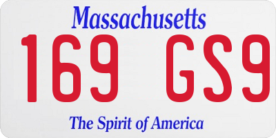 MA license plate 169GS9