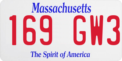 MA license plate 169GW3