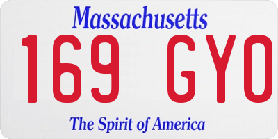 MA license plate 169GY0