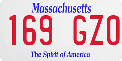 MA license plate 169GZ0