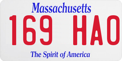 MA license plate 169HA0