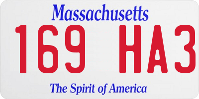 MA license plate 169HA3
