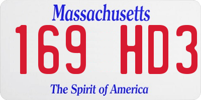 MA license plate 169HD3