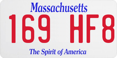 MA license plate 169HF8