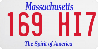 MA license plate 169HI7
