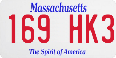 MA license plate 169HK3