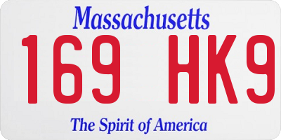 MA license plate 169HK9