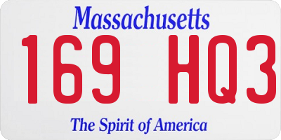 MA license plate 169HQ3