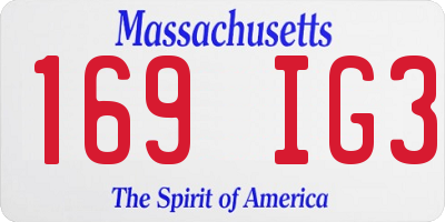 MA license plate 169IG3