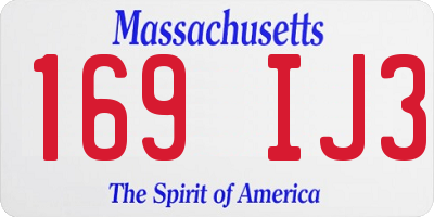 MA license plate 169IJ3