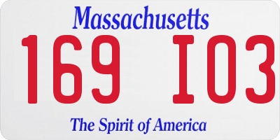 MA license plate 169IO3